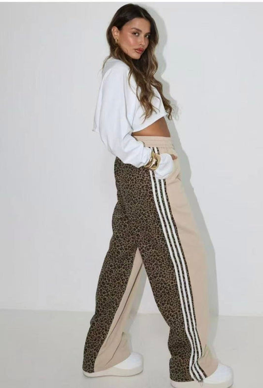 Calças wide’legs leopardo atrás - S AO XL