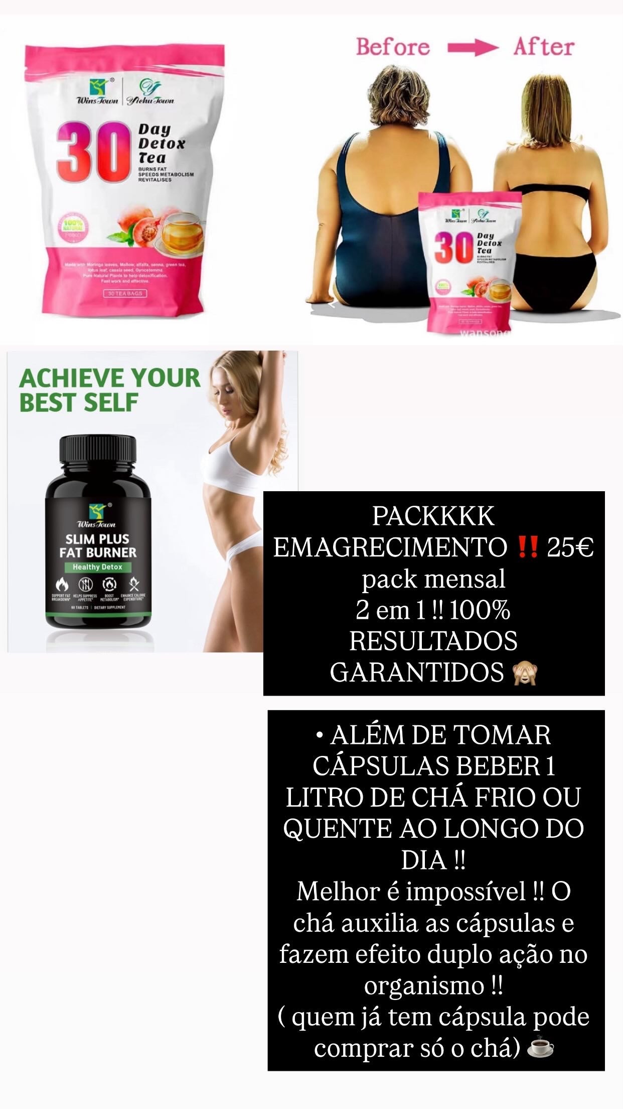 Pack MENSAL emagrecimento cápsulas + Chá  100% RESULTADOS